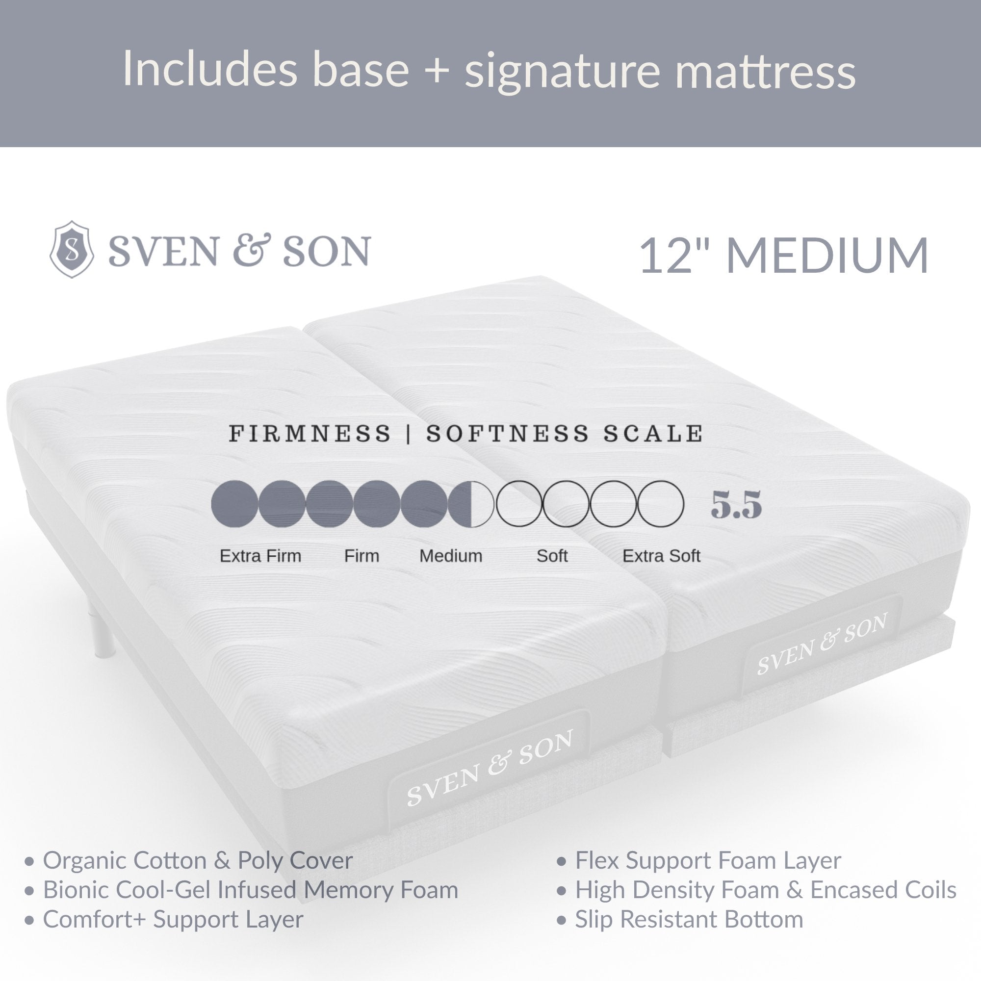Harmony Series Adjustable Bed Frame + Choice of Mattress Bundle