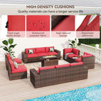 13 Pieces Patio Furniture Set with 44Fire Pit Table