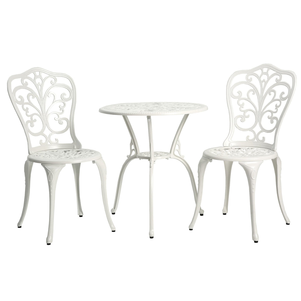 3-Piece Aluminum Outdoor Patio Butterfly Table and Chairs with Umbrella Hole