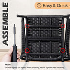 3 Piece Outdoor Wicker Conversation Bistro Set, All-Weather Rattan Furniture Patio Chairs Set with Cushions