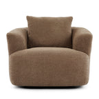 360¡ã Swivel Chair, 38.2 Boucle Accent Chair with Throw Pillow, Upholstered Barrel Sofa Chair with Curved Armrests