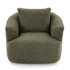 360¡ã Swivel Chair, 38.2 Boucle Accent Chair with Throw Pillow, Upholstered Barrel Sofa Chair with Curved Armrests