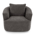 360¡ã Swivel Chair, 38.2 Boucle Accent Chair with Throw Pillow, Upholstered Barrel Sofa Chair with Curved Armrests