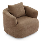 360¡ã Swivel Chair, 38.2 Boucle Accent Chair with Throw Pillow, Upholstered Barrel Sofa Chair with Curved Armrests