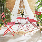 3pc Metal Folding Bistro Set, Weather-Resistant Outdoor/Indoor Conversation Set for Patio, Yard, Garden