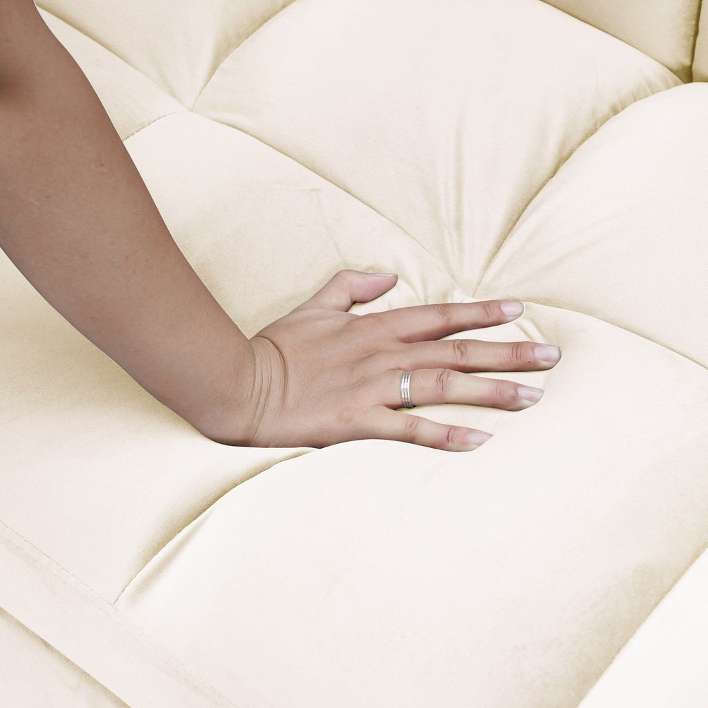 64.96 Velvet 3-in-1 Convertible Sofa Bed with Adjustable Back, Storage Pocket, and 500lb Weight Capacity