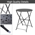 3pc Metal Folding Bistro Set, Weather-Resistant Outdoor/Indoor Conversation Set for Patio, Yard, Garden