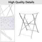 3pc Metal Folding Bistro Set, Weather-Resistant Outdoor/Indoor Conversation Set for Patio, Yard, Garden