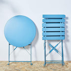 3pc Metal Folding Bistro Set, Weather-Resistant Outdoor/Indoor Conversation Set for Patio, Yard, Garden