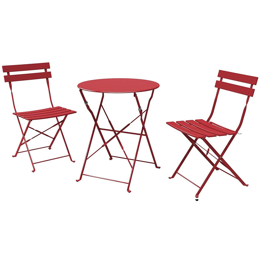3pc Metal Folding Bistro Set, Weather-Resistant Outdoor/Indoor Conversation Set for Patio, Yard, Garden