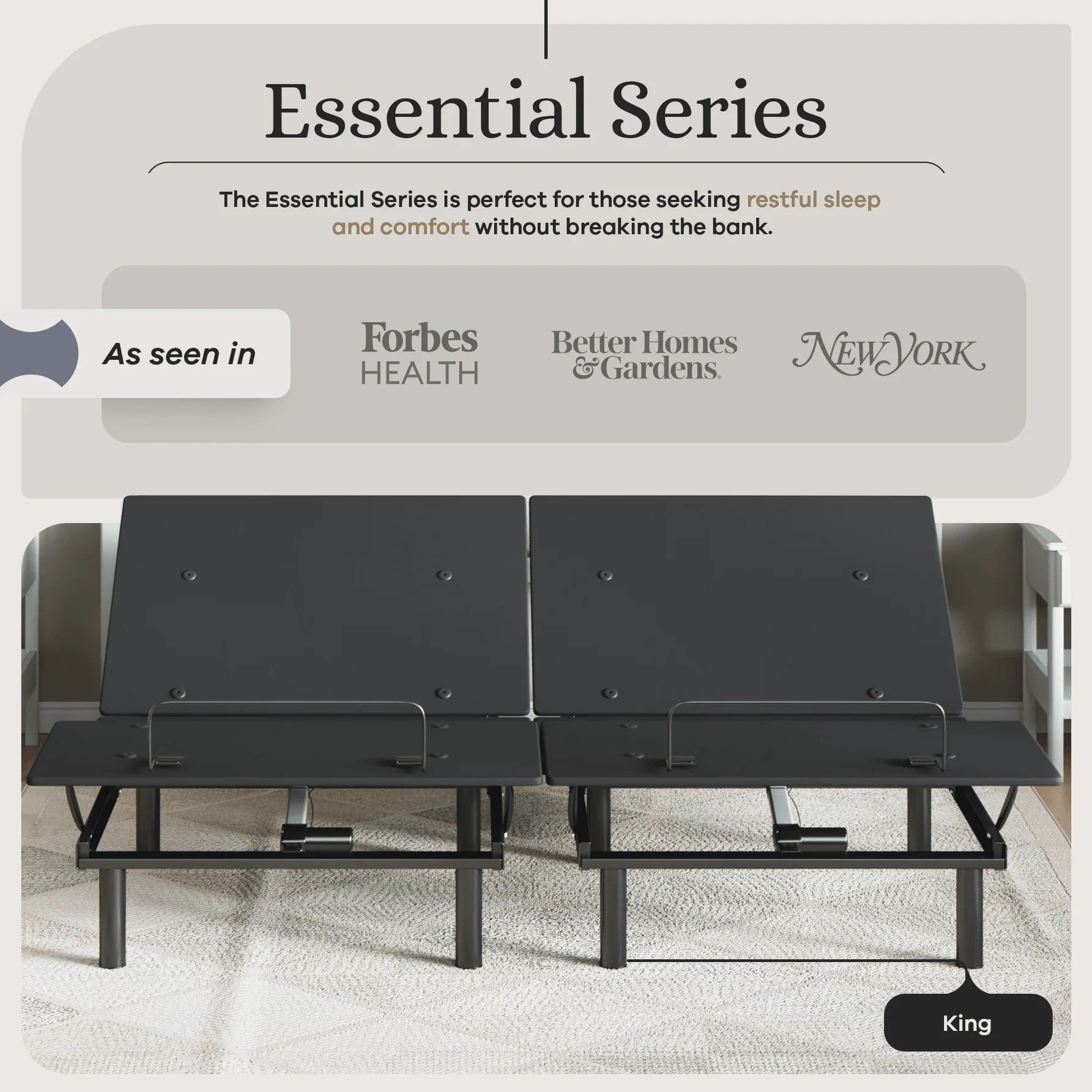 Essential Series Adjustable Bed Frame + Choice of Mattress Bundle