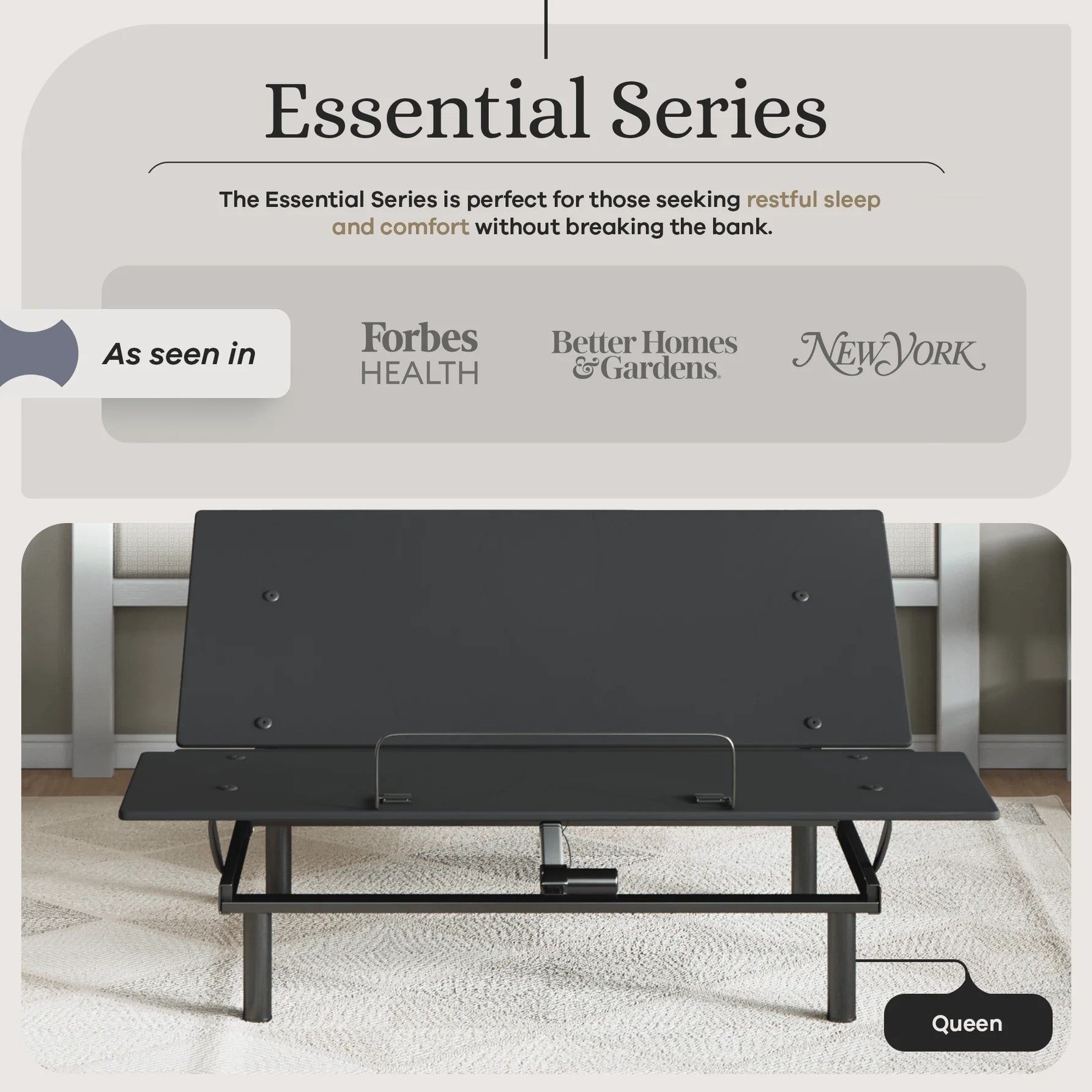 Essential Series Adjustable Bed Frame + Choice of Mattress Bundle