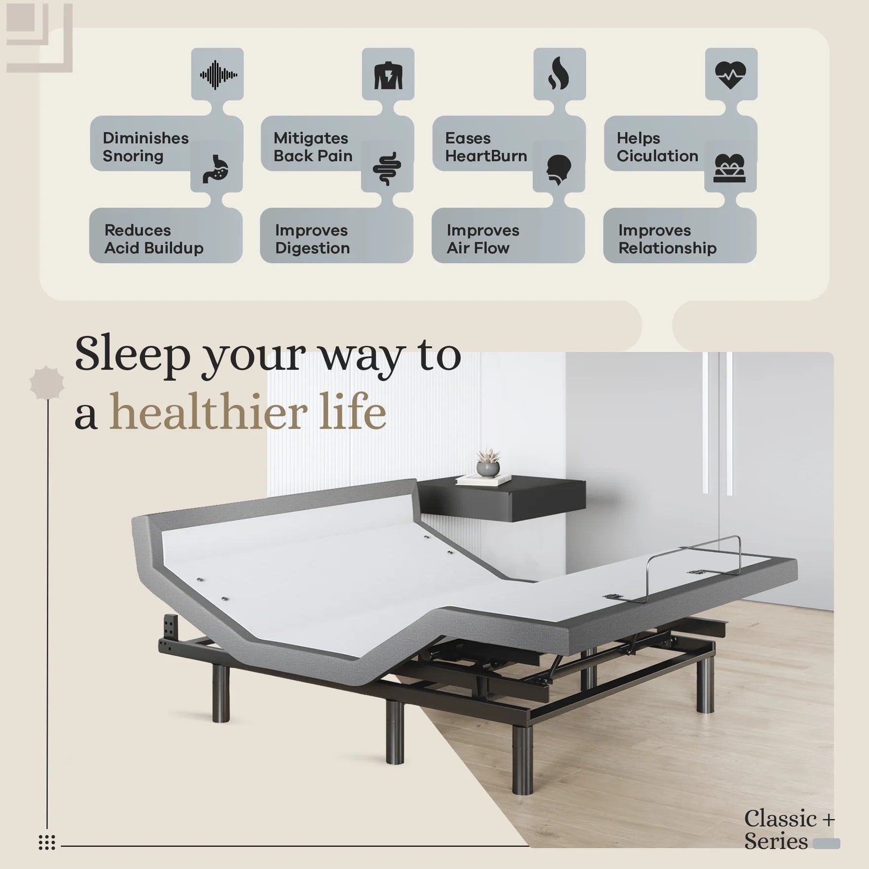 Harmony Series Adjustable Bed Frame + Choice of Mattress Bundle