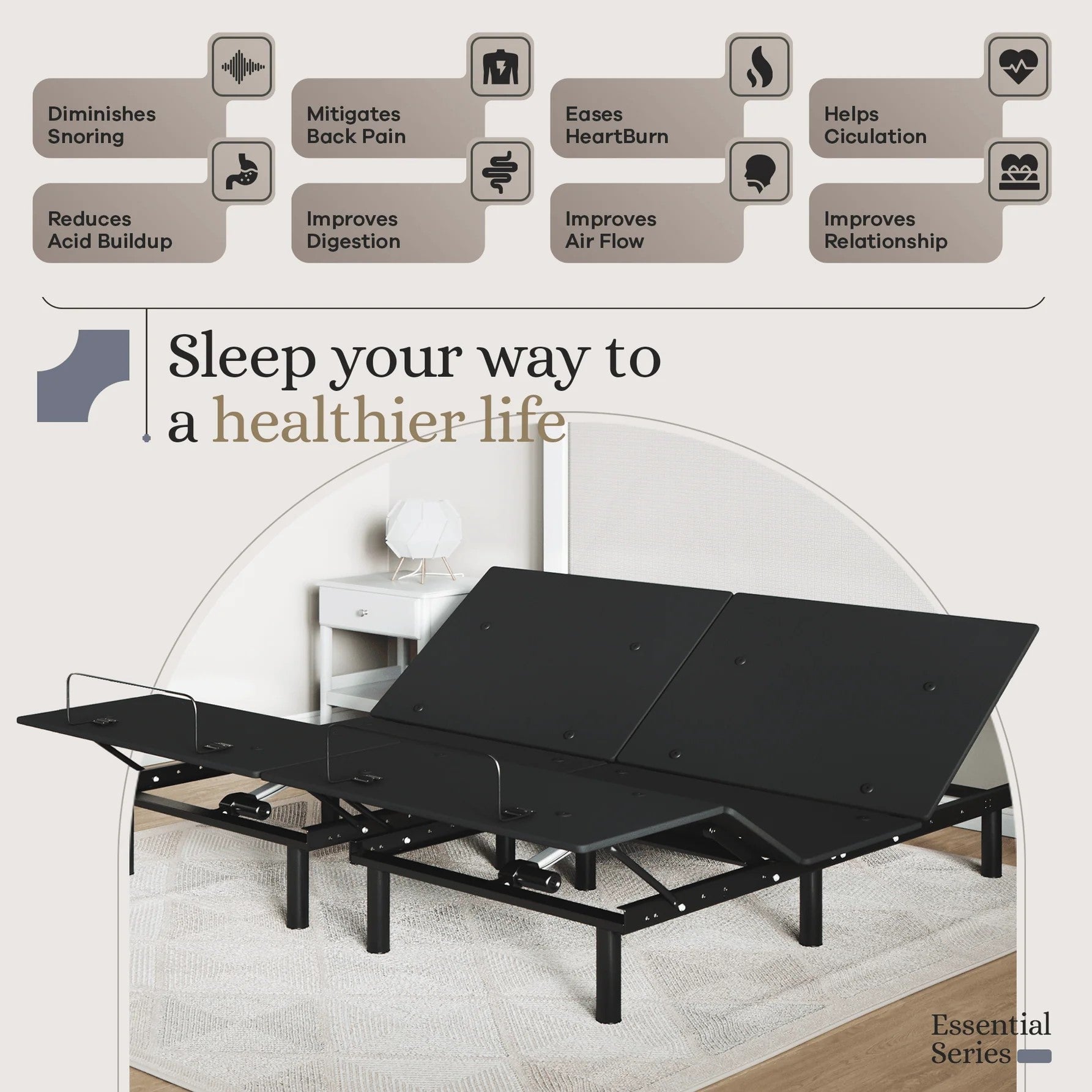 Essential Series Adjustable Bed Frame + Choice of Mattress Bundle