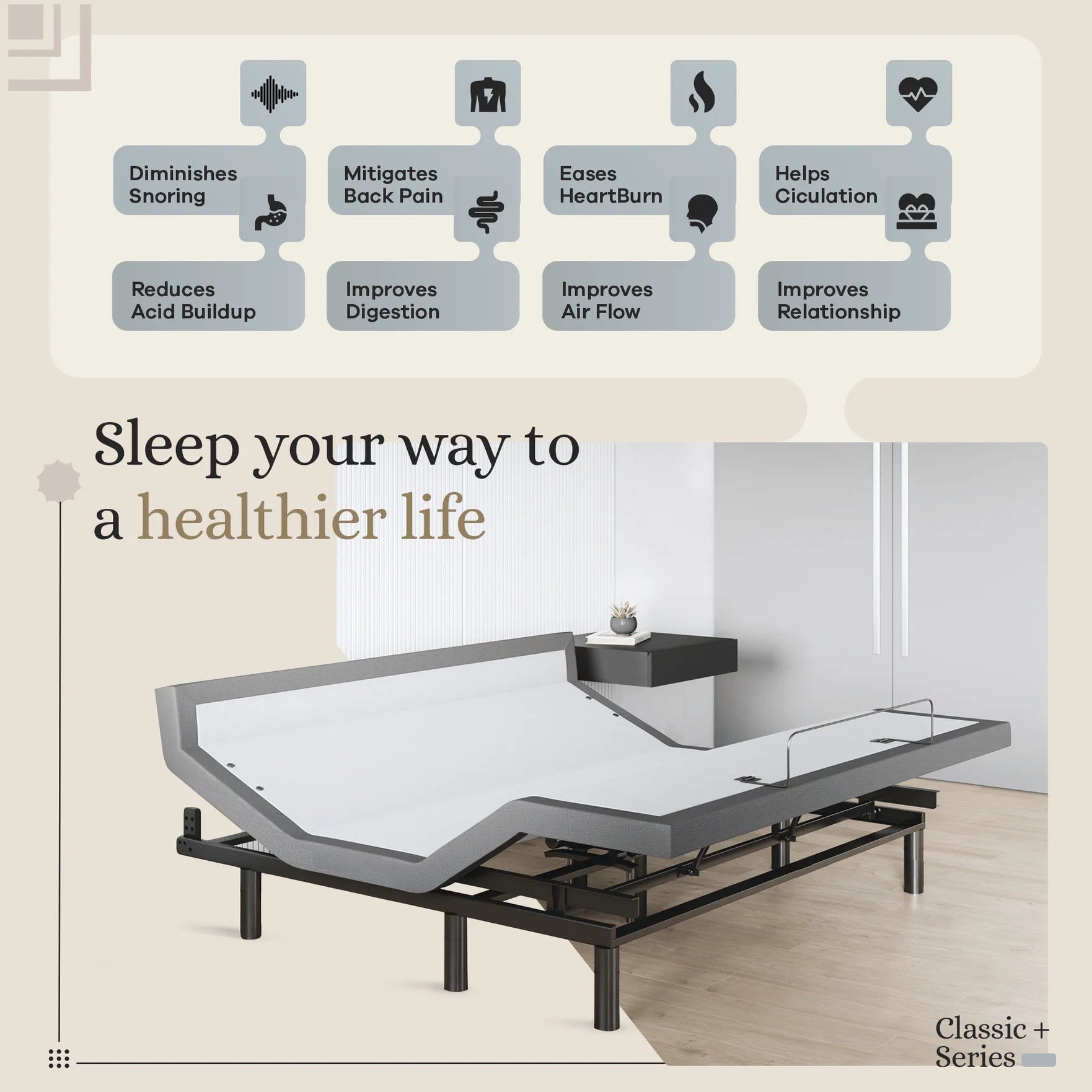Harmony Series Adjustable Bed Frame + Choice of Mattress Bundle