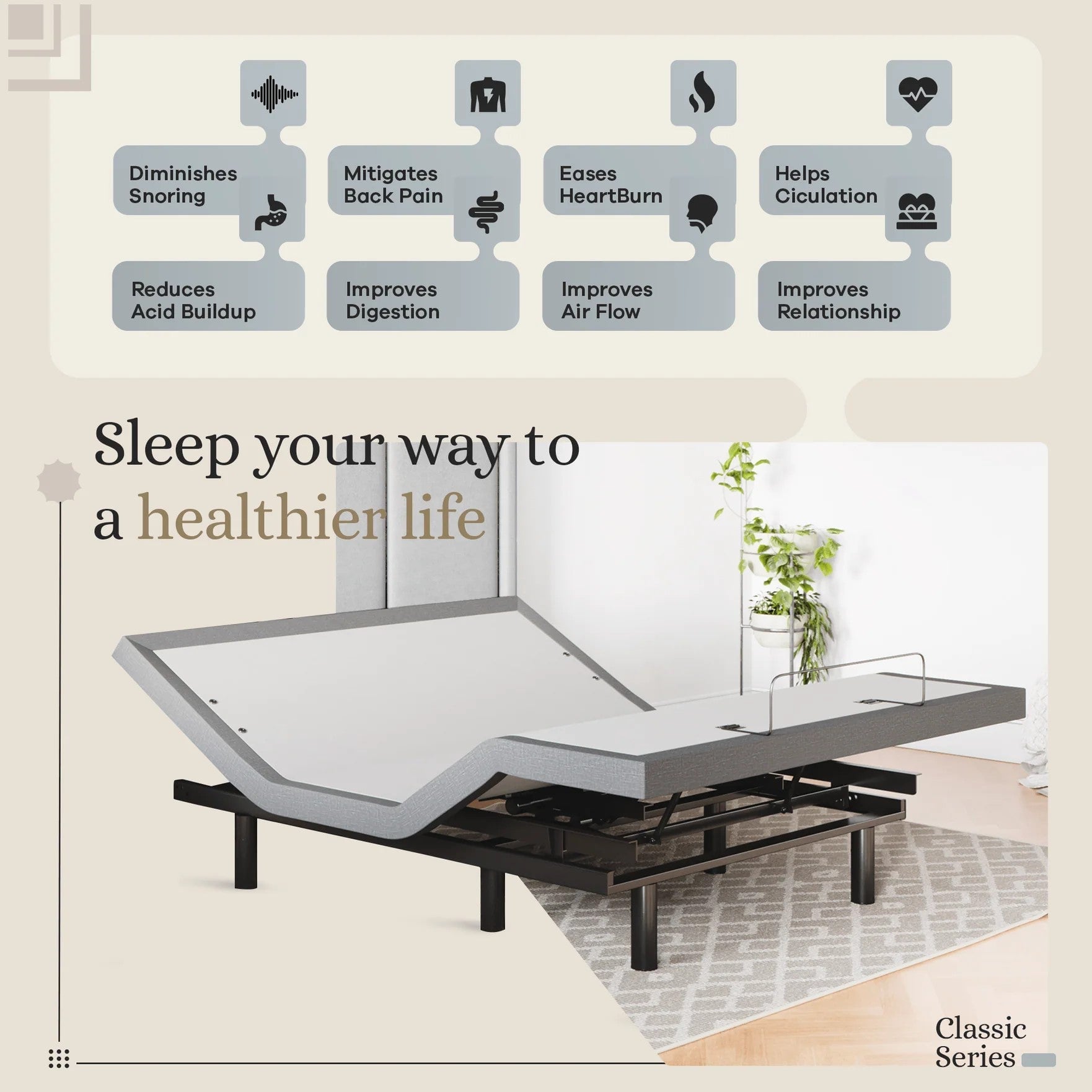 Classic Series Adjustable Bed Frame + Choice of Mattress Bundle