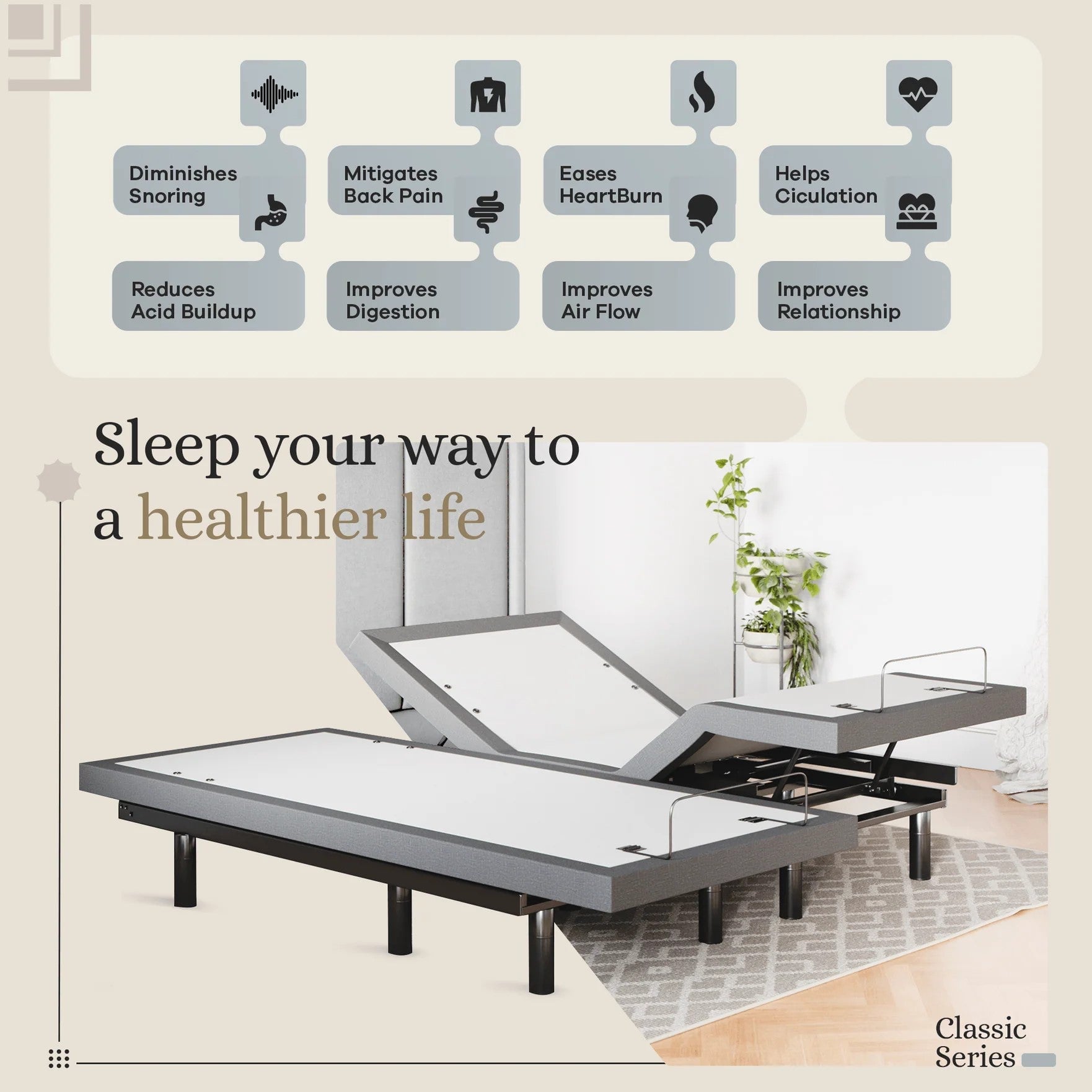 Classic Series Adjustable Bed Frame + Choice of Mattress Bundle