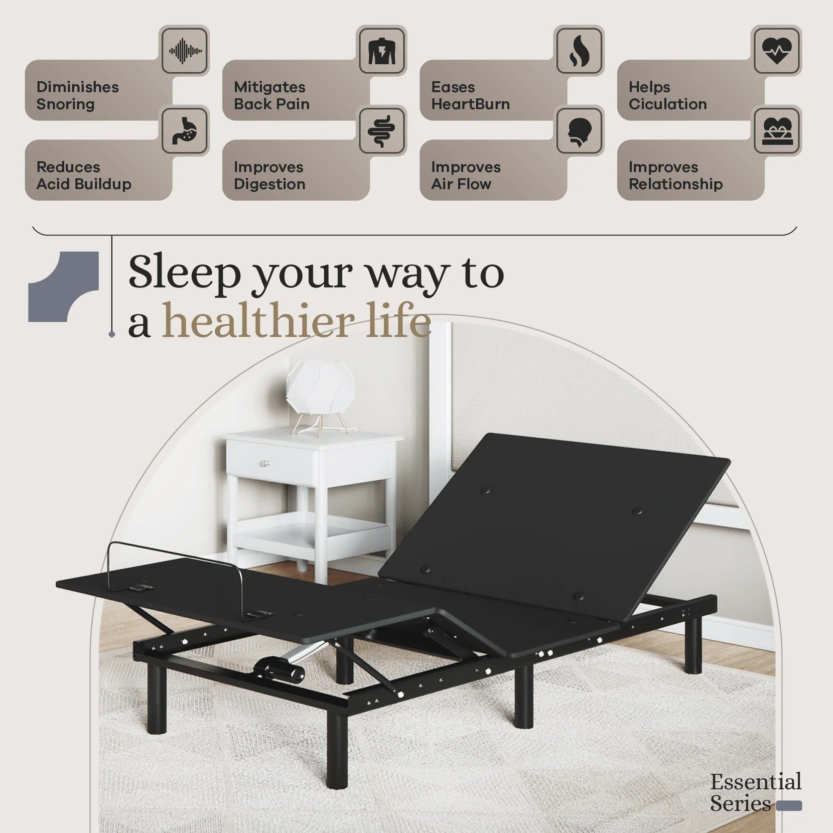 Essential Series Adjustable Bed Frame + Choice of Mattress Bundle