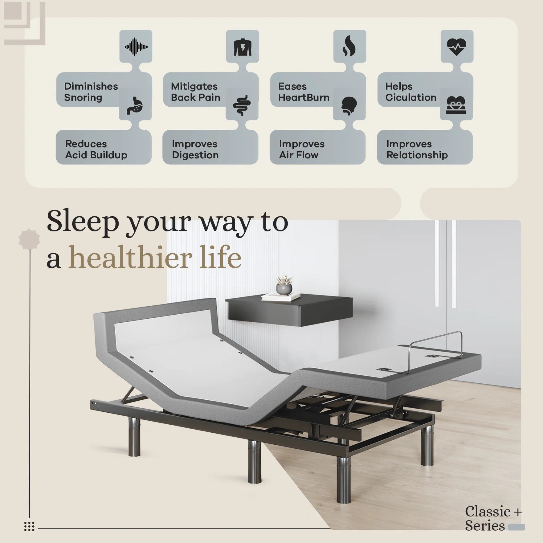 Harmony Series Adjustable Bed Frame + Choice of Mattress Bundle