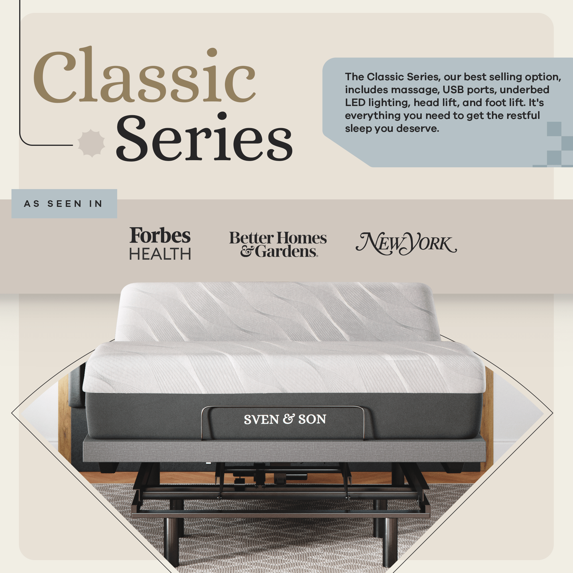 Classic Series Adjustable Bed Frame + Choice of Mattress Bundle