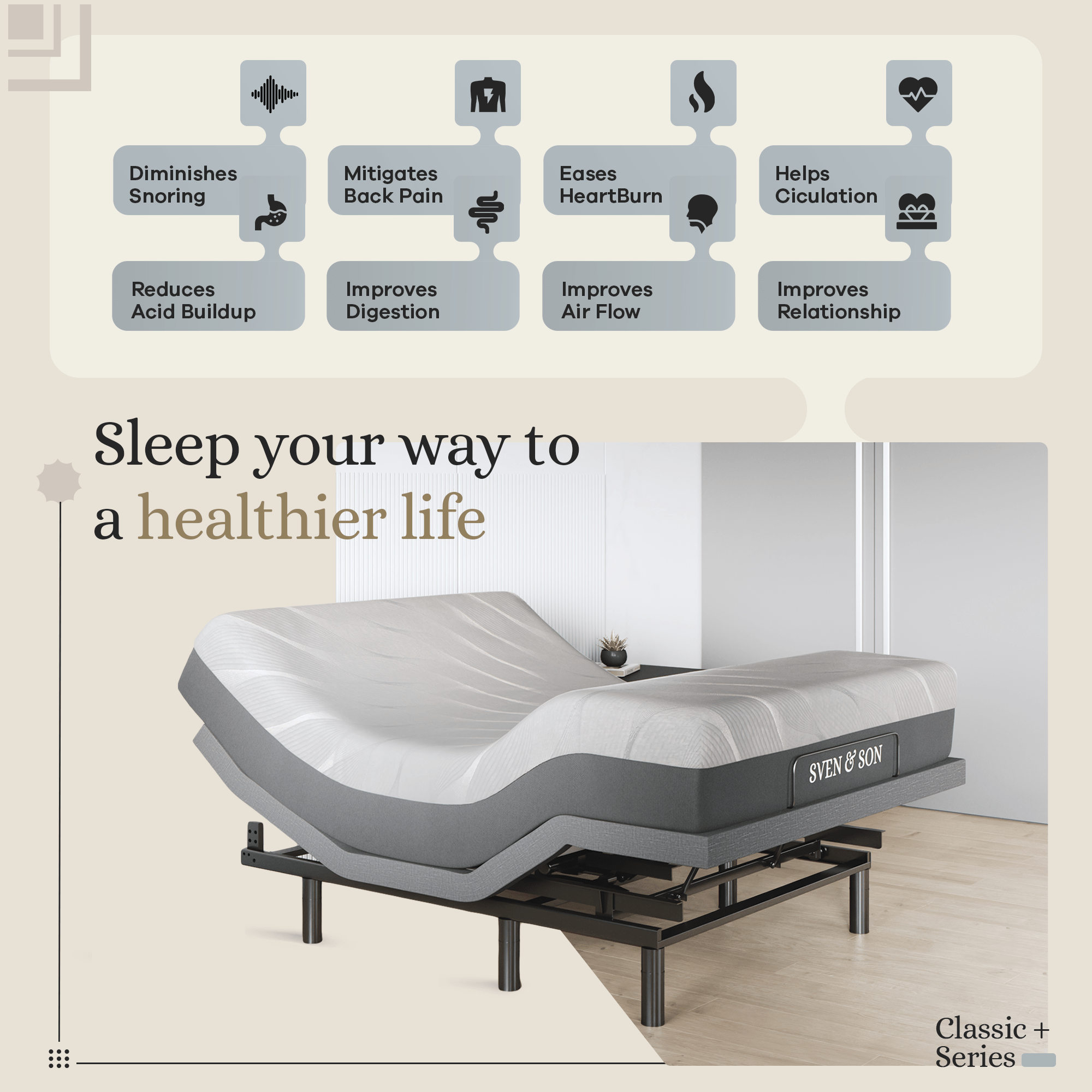 Harmony Series Adjustable Bed Frame + Choice of Mattress Bundle