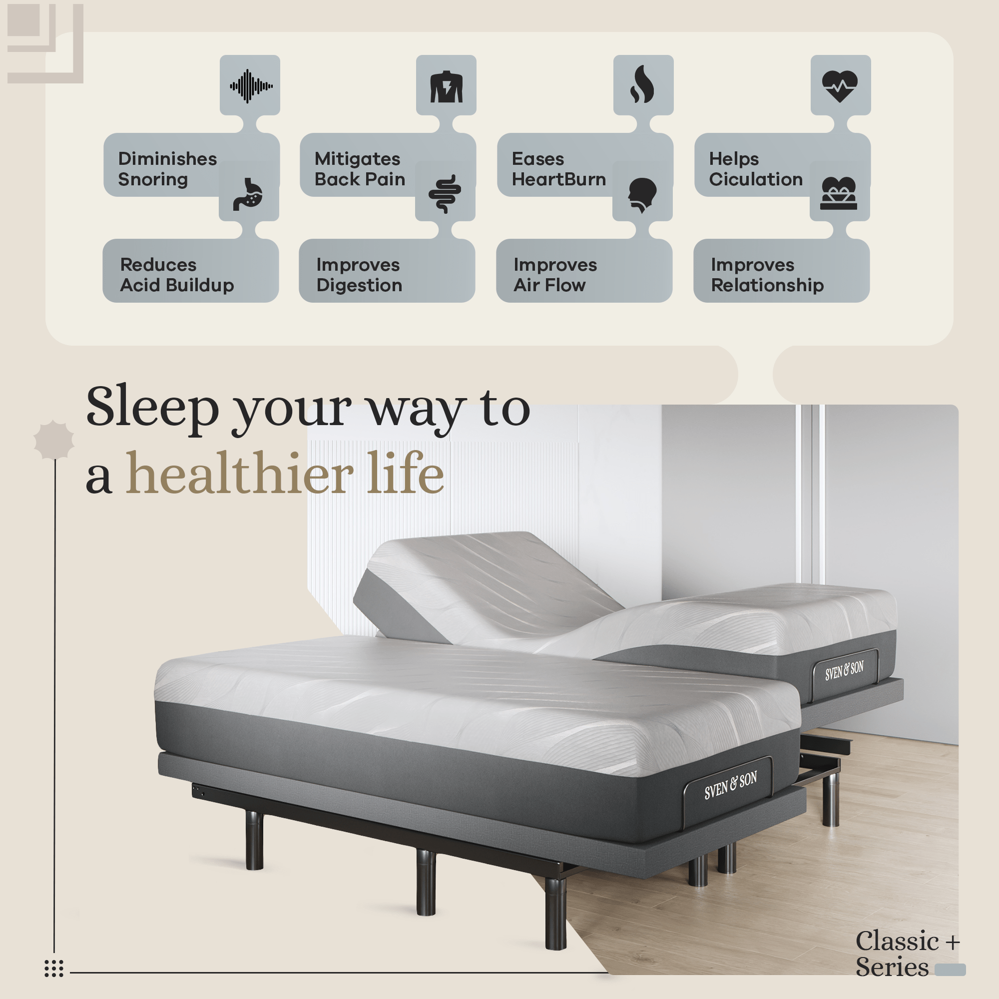 Harmony Series Adjustable Bed Frame + Choice of Mattress Bundle