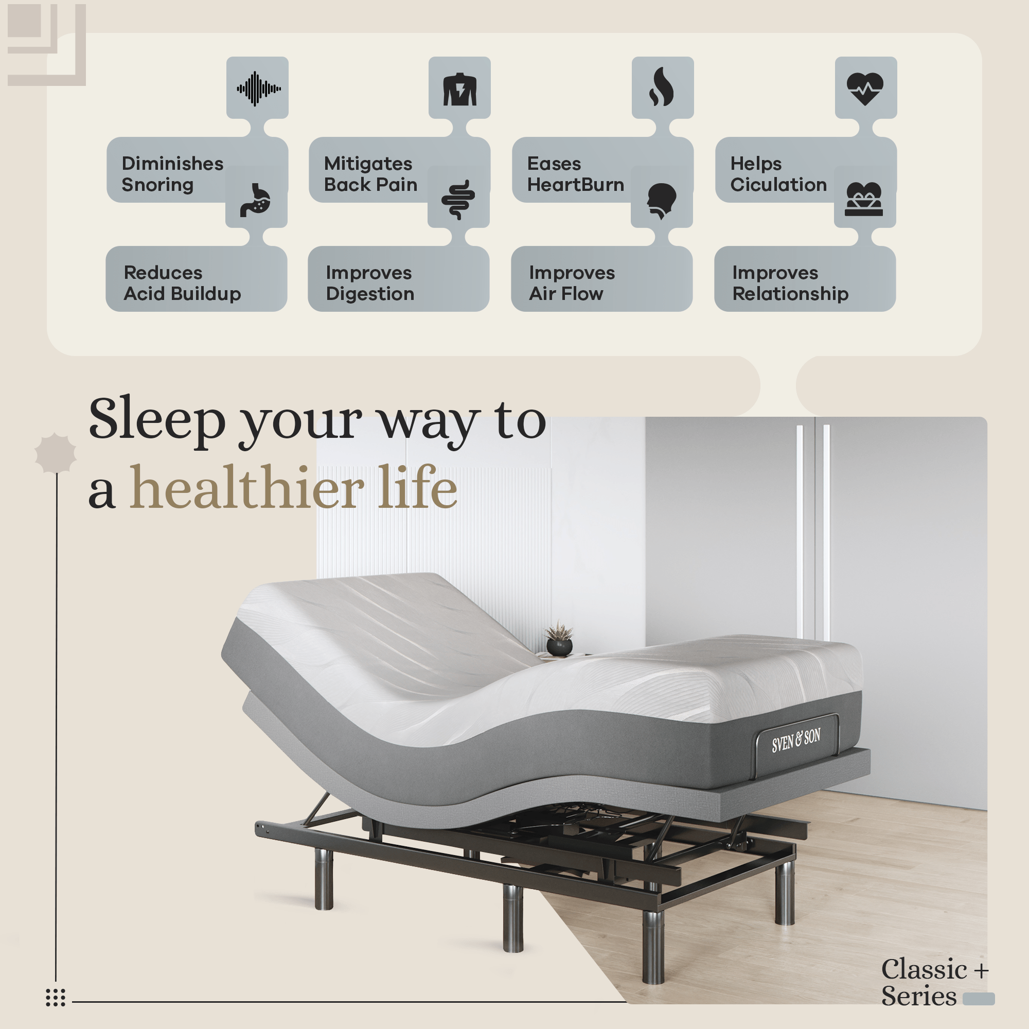Harmony Series Adjustable Bed Frame + Choice of Mattress Bundle