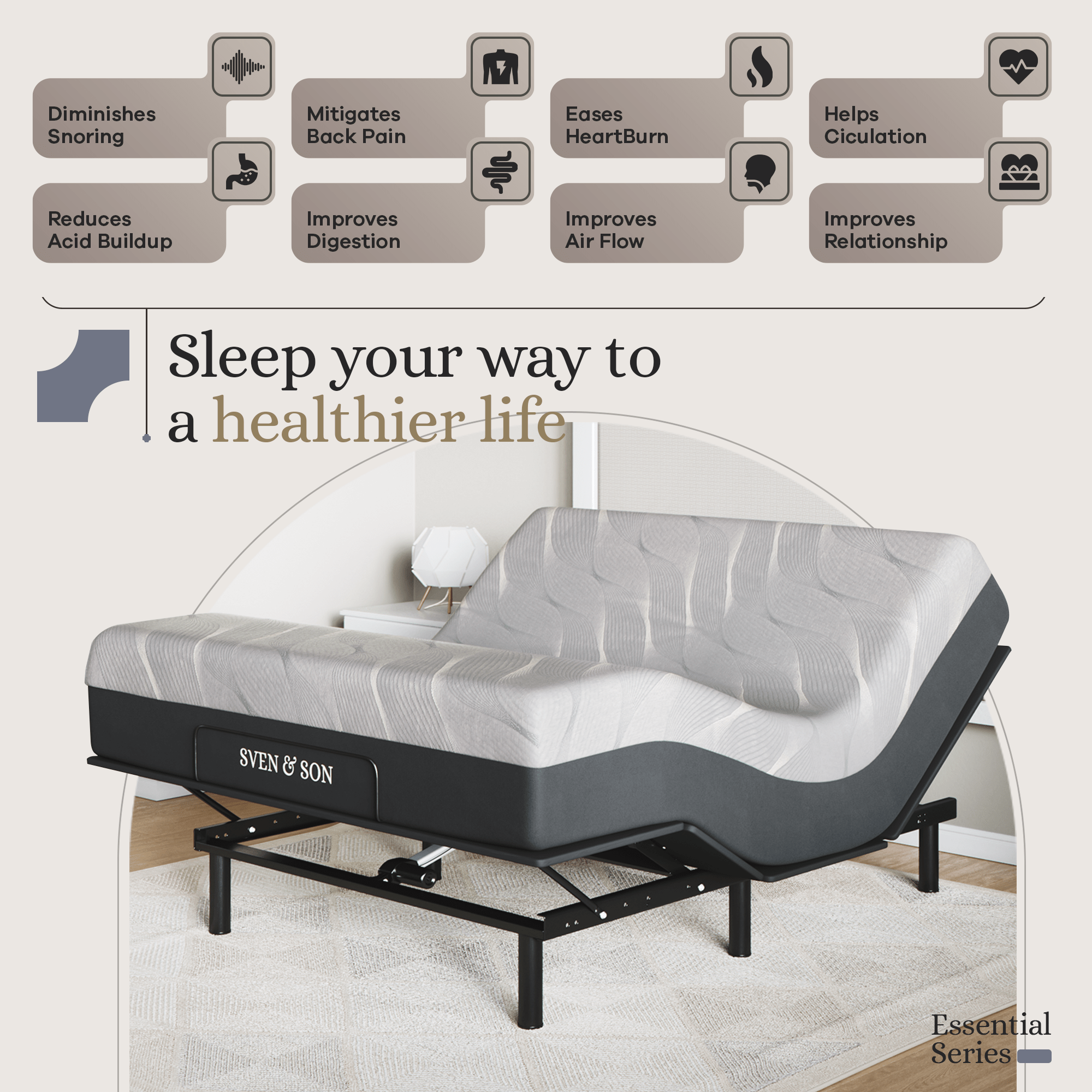 Essential Series Adjustable Bed Frame + Choice of Mattress Bundle
