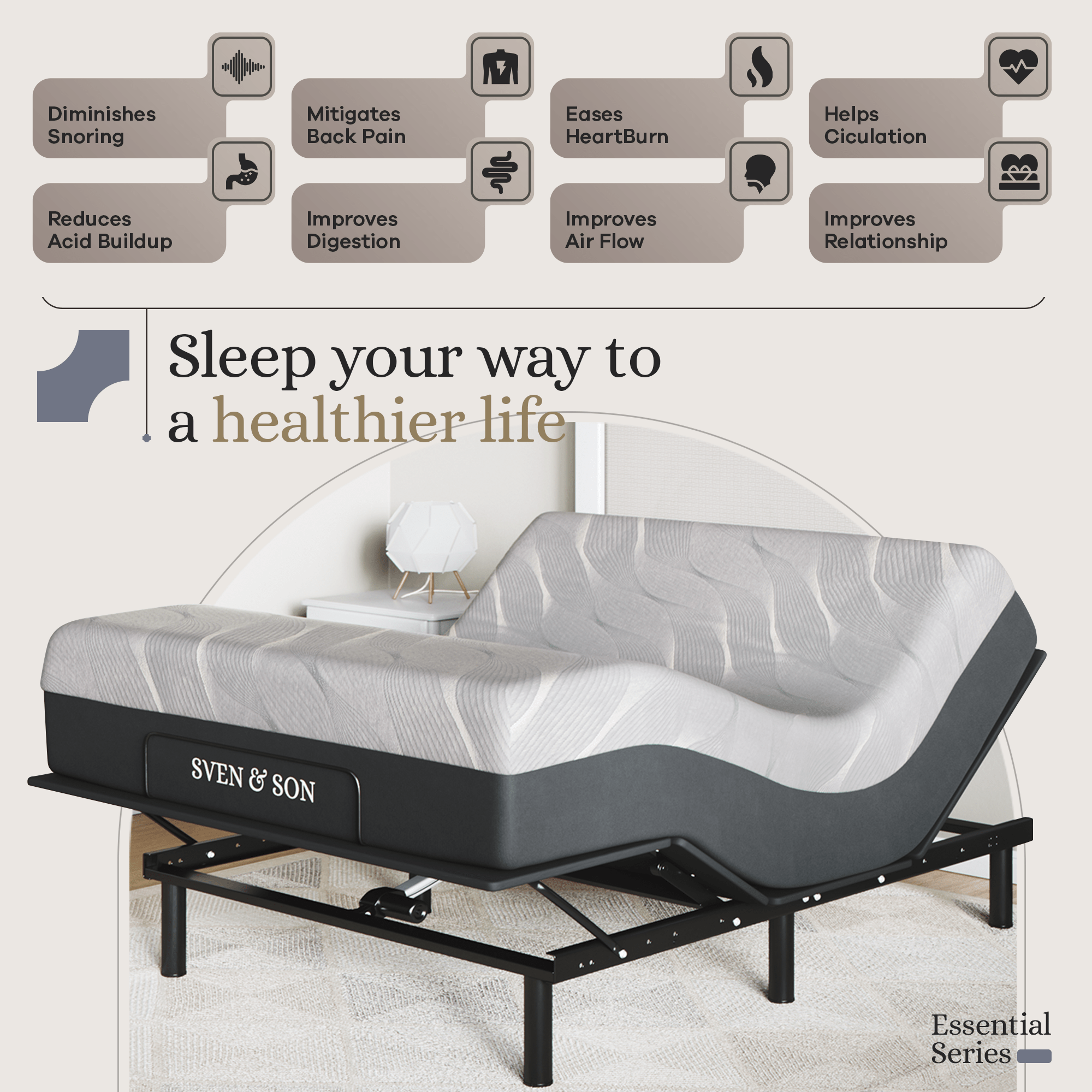 Essential Series Adjustable Bed Frame + Choice of Mattress Bundle