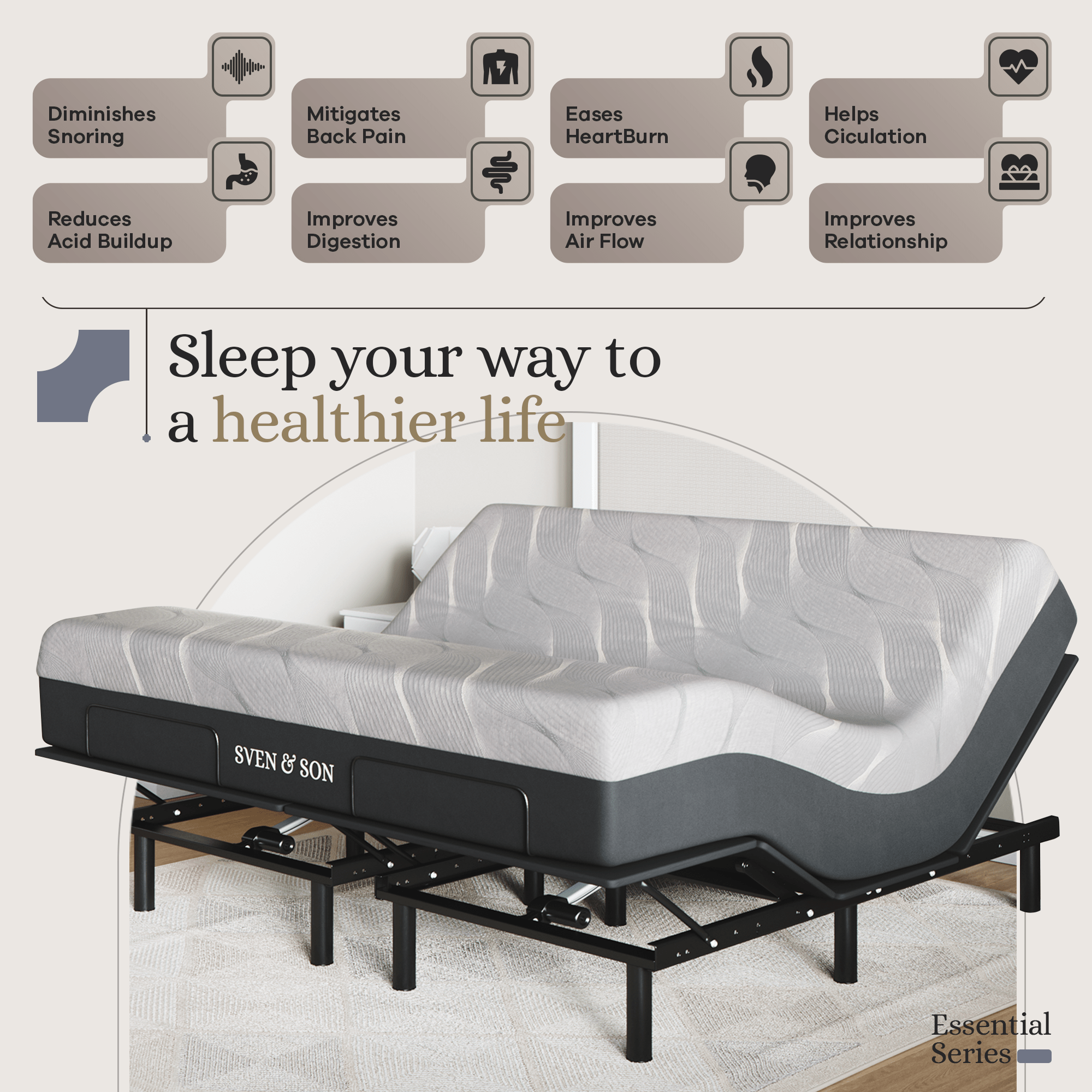 Essential Series Adjustable Bed Frame + Choice of Mattress Bundle