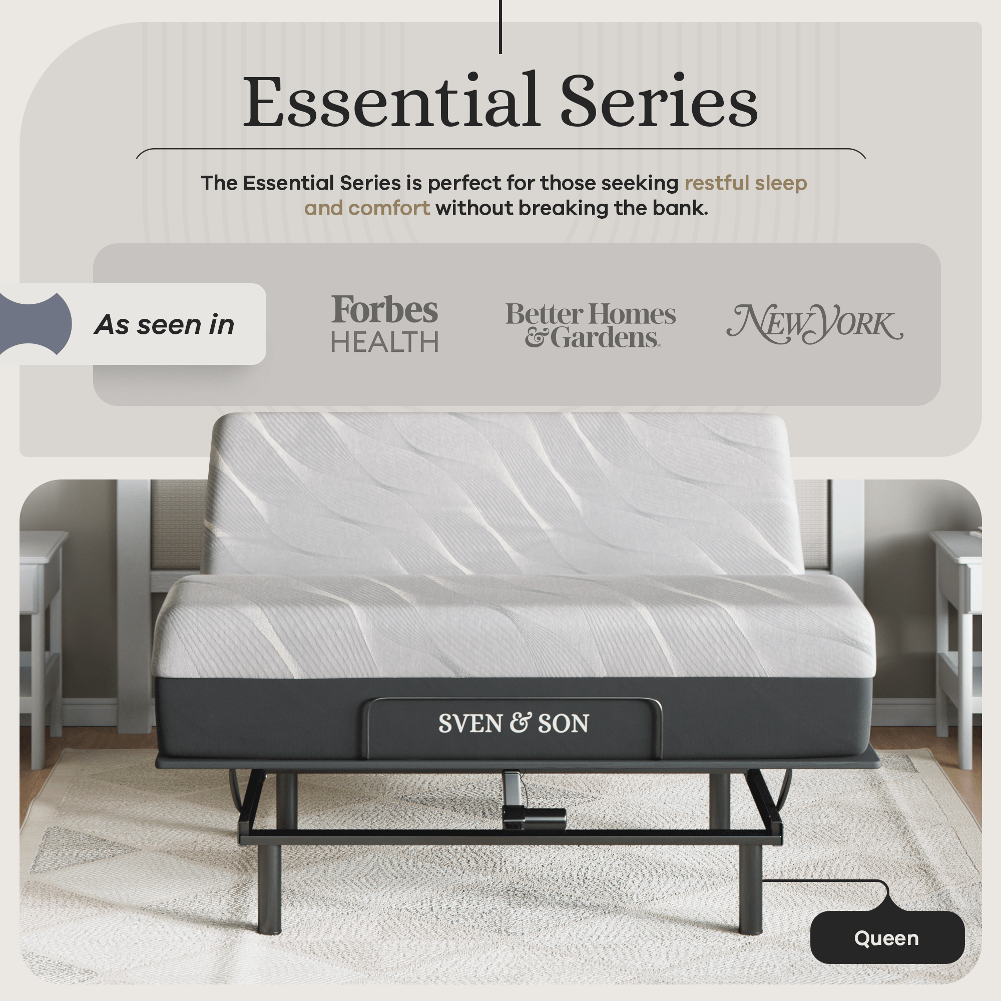 Essential Series Adjustable Bed Frame + Choice of Mattress Bundle