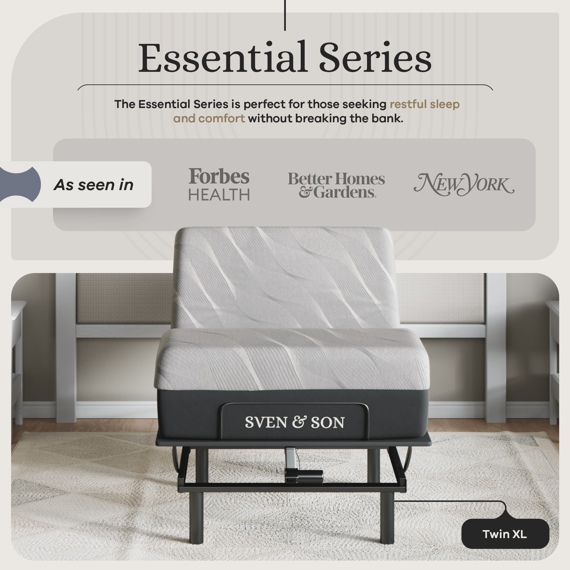 Essential Series Adjustable Bed Frame + Choice of Mattress Bundle