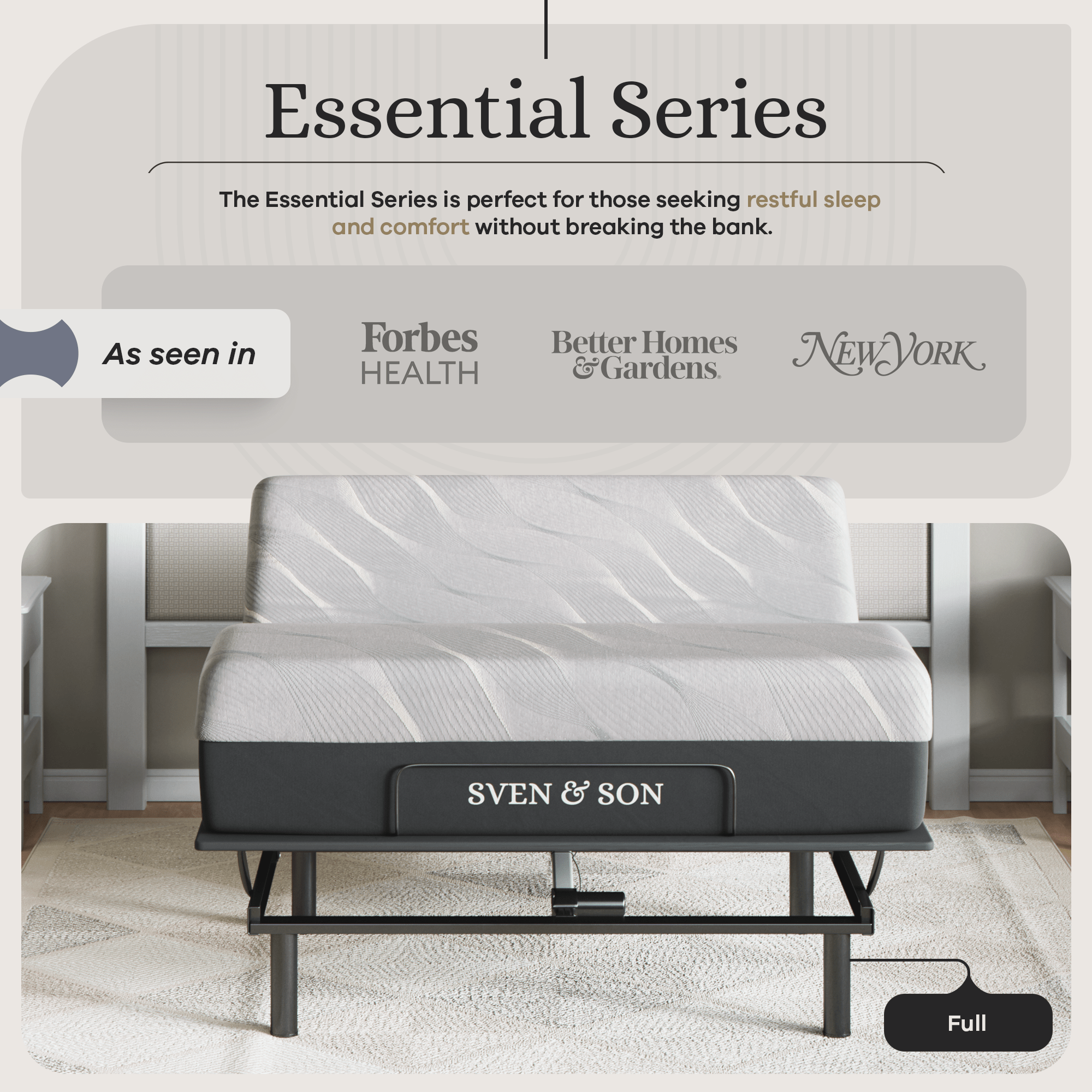 Essential Series Adjustable Bed Frame + Choice of Mattress Bundle