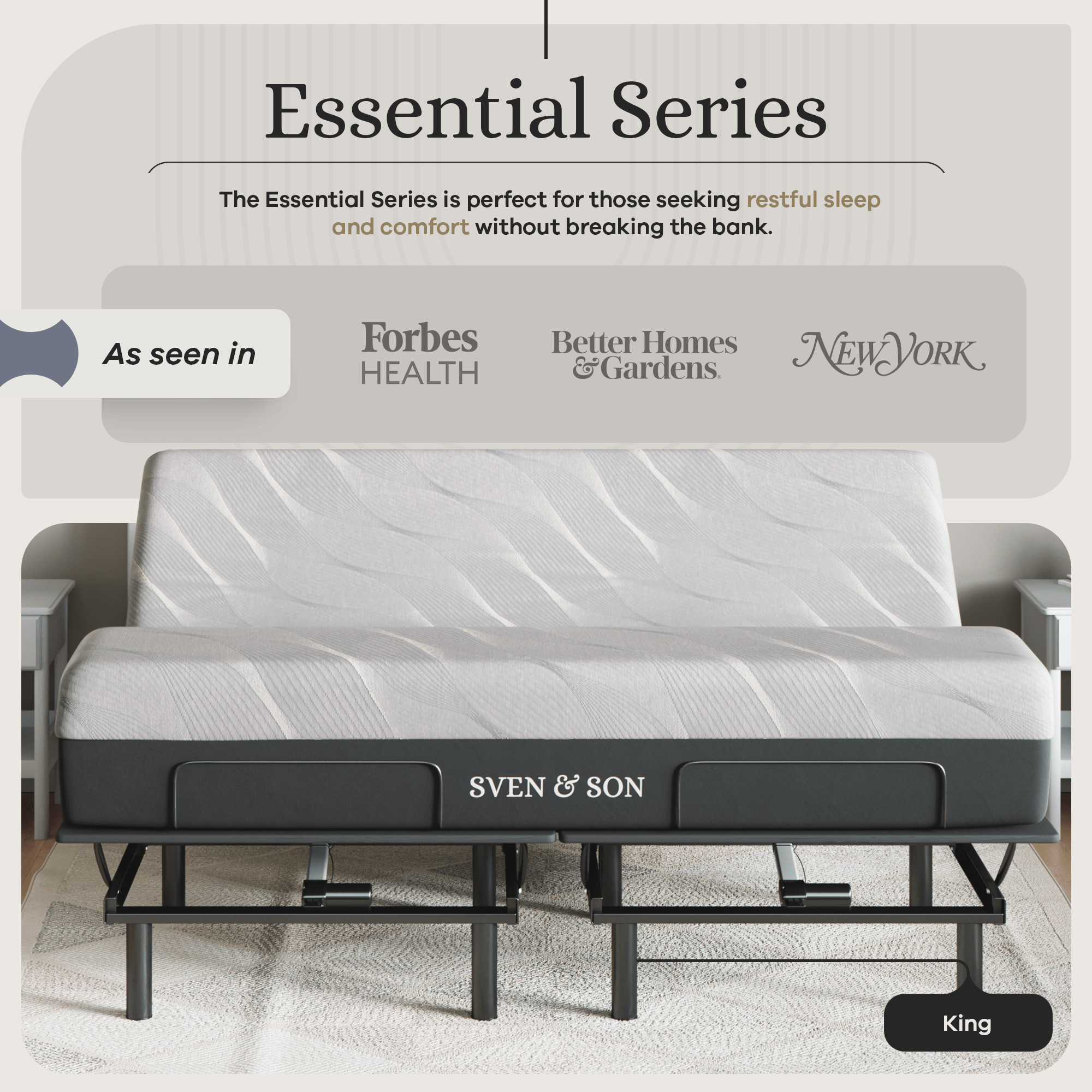 Essential Series Adjustable Bed Frame + Choice of Mattress Bundle