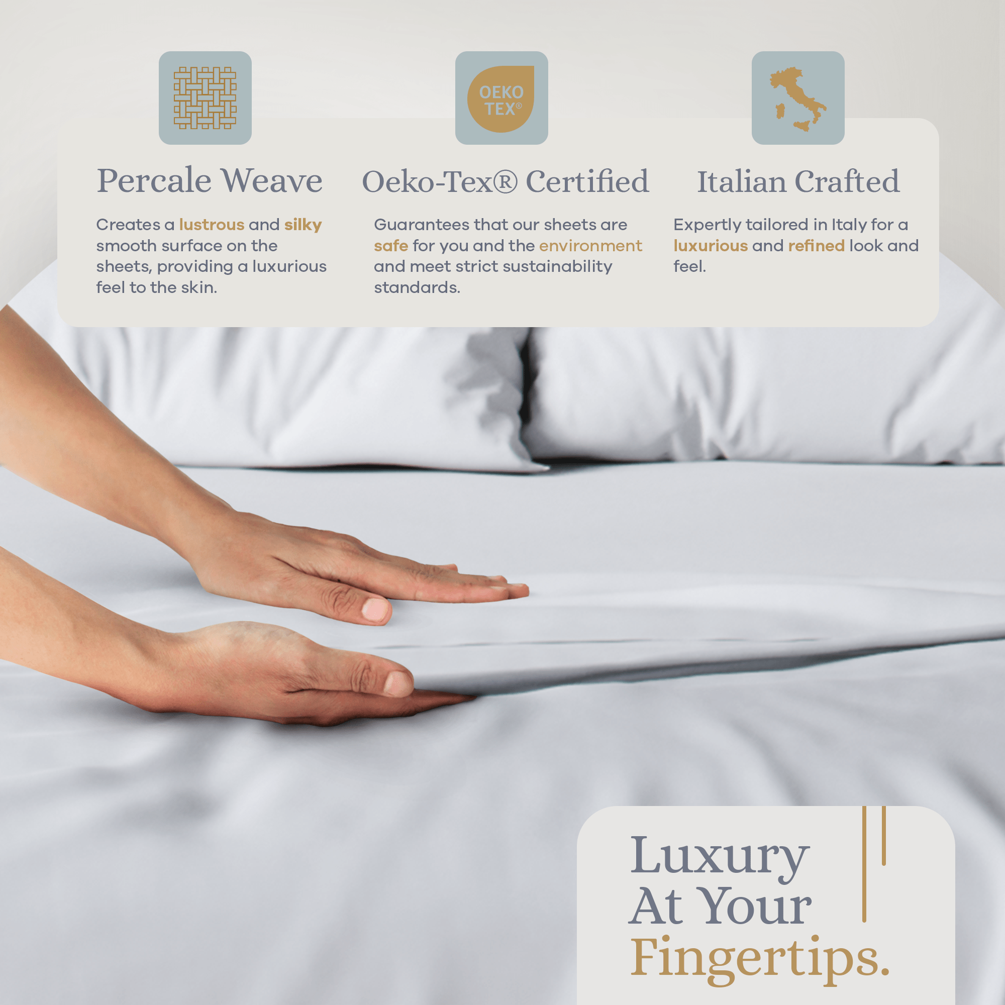 Premium Italian Crafted Percale Sheet Set, 500 Thread Count