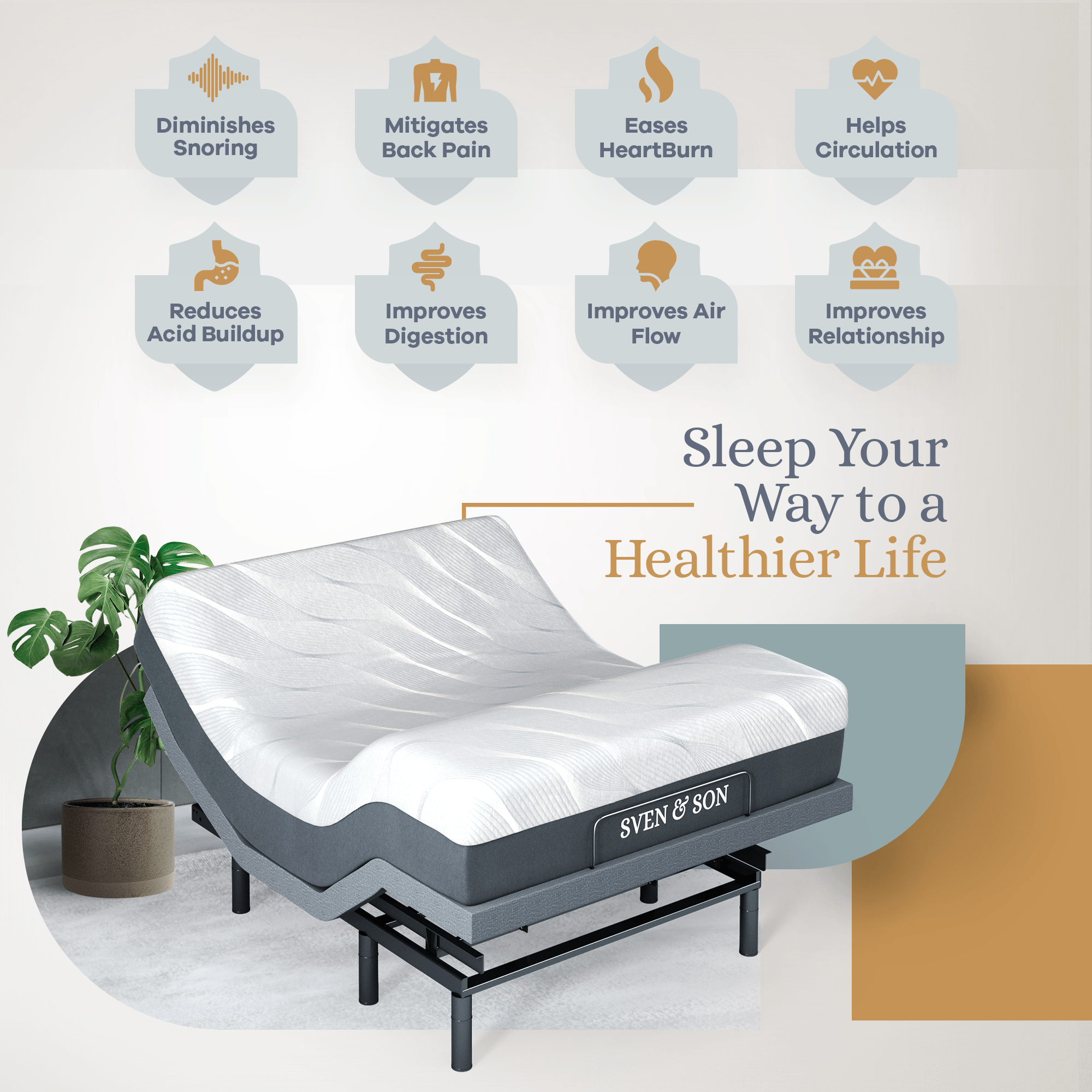 Bliss Series Adjustable Bed Frame + Choice of Mattress Bundle