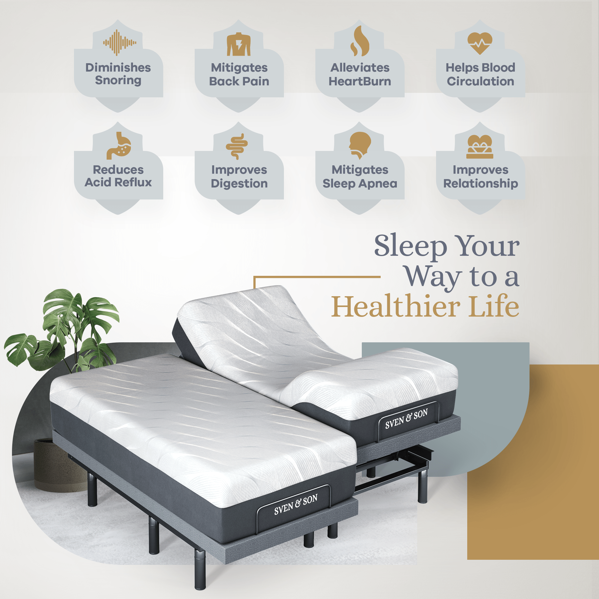 Bliss Series Adjustable Bed Frame + Choice of Mattress Bundle
